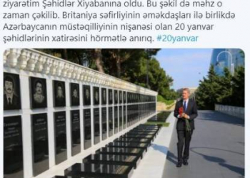 British Ambassador to Azerbaijan honours memory of martyrs of January 20 tragedy